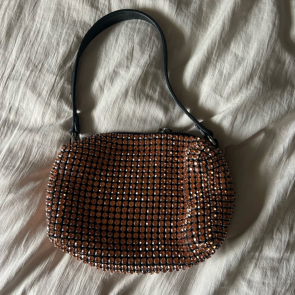 Brand New Handmade in Firenze Gold Crystal Bag w/ Leather Strap